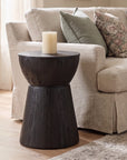 Cinched Drum Solid Mango Wood Side Table