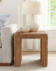 Soren Rectangular Braided Seagrass 19" Side Table Solid Wood accent table