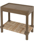 Asura 23" W Bayur Wood Side Table With Abaca Shelf