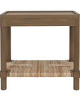 Asura 23" W Bayur Wood Side Table With Abaca Shelf