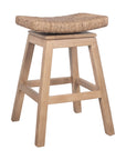 Joyce Swivel Solid Teak and Woven Abaca Counter Stool
