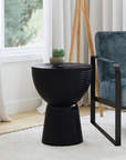 Indigo Road by Egypt Sherrod x East at Main Ring Carved Solid Wood Black Side Table