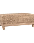 Delilah Handwoven Abaca and Mahogany Storage Coffee Table