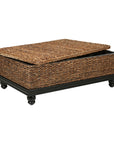 Delilah 48" Woven Abaca and Mahogany Storage Coffee Table Solid Wood coffee table