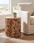Mila Round Recycled Coconut Shell Accent Table