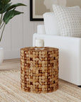 Mila Round Coconut Shell Accent Table