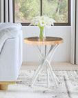 Beige Merrill Teak Branch Accent Table Solid Wood accent table