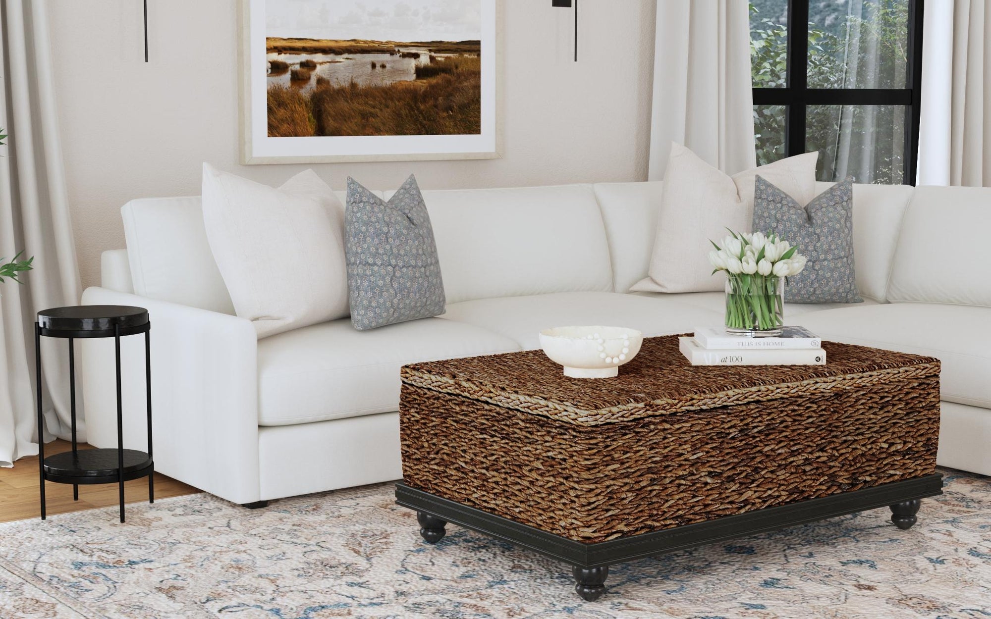Delilah Woven Abaca Storage Coffee Table