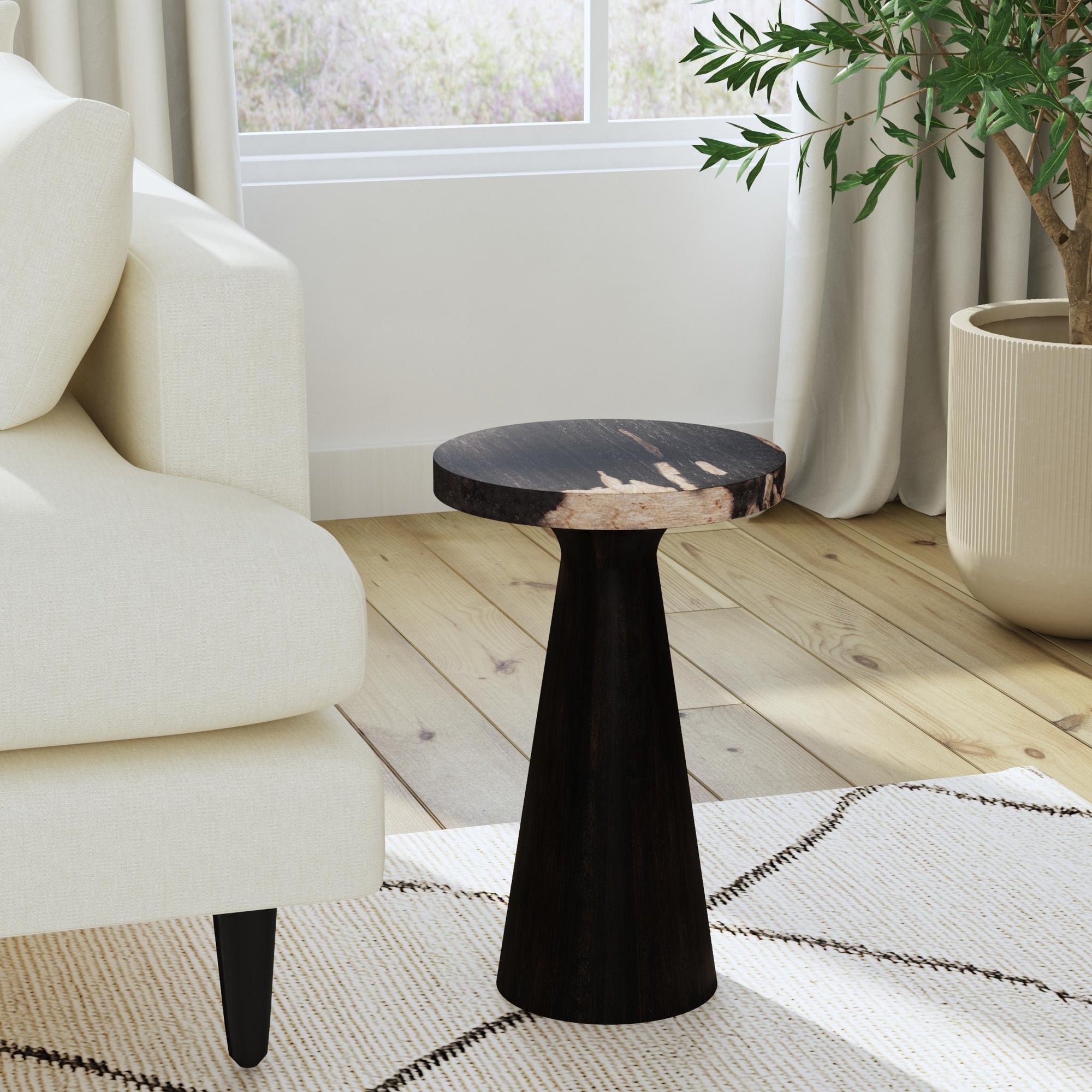 Indigo Road by Egypt Sherrod x East at Main Kayu Petrified Wood Pedestal Table