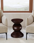 Olive Geometric Solid Wood Side Table
