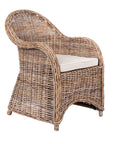 Gracelyn Curved Handwoven Rattan Armchair with Cushion