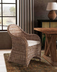Gracelyn Curved Handwoven Rattan Armchair with Cushion