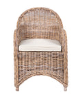 Gracelyn Curved Handwoven Rattan Armchair with Cushion