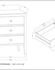 Webb 18.5" Solid Wood 3-Drawer Nightstand