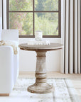 Kafe Solid Wood Pedestal Accent Table