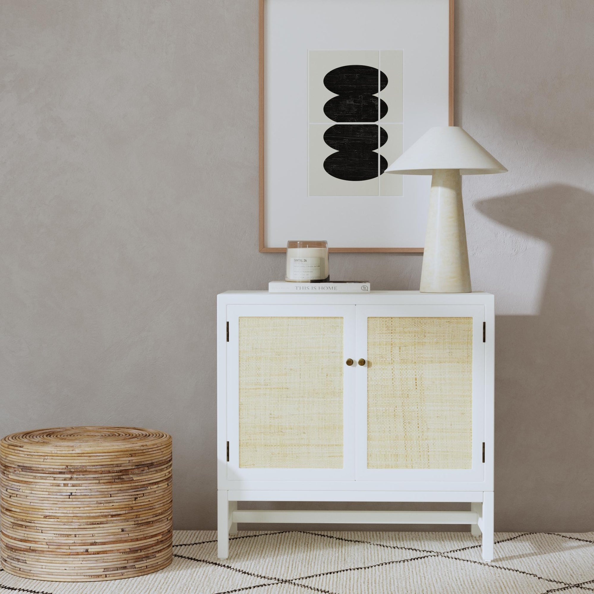 Raelynn 2 Door Raffia Paneled Cabinet