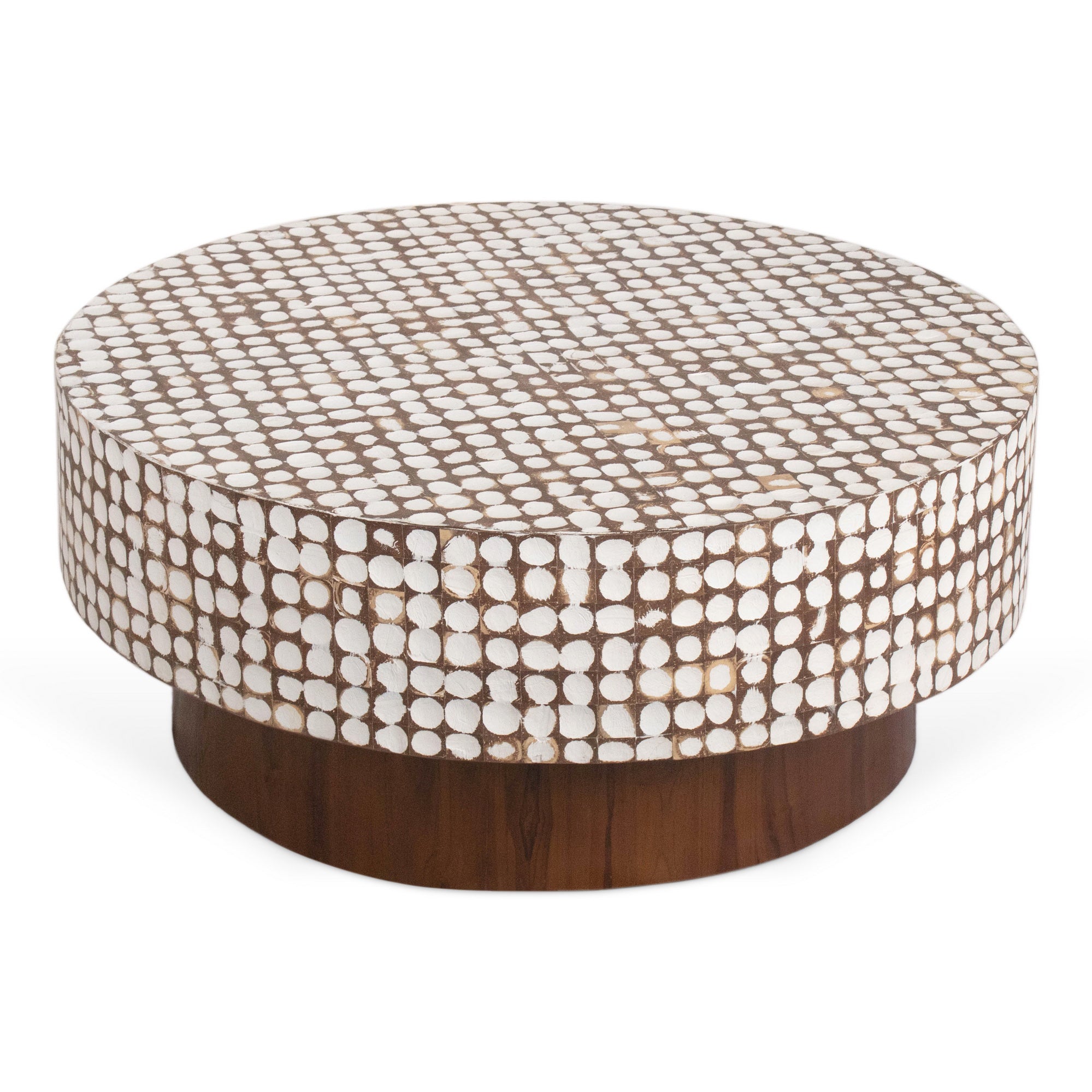Mila Coconut Shell Round Pedestal Coffee Table