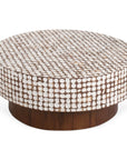 White Mila Round Coconut Shell Pedestal Coffee Table Recycled Coconut Shell coffee table