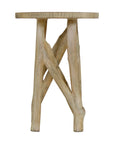 Eli Hand-Carved Solid Wood 14" Side Table with Twig Base