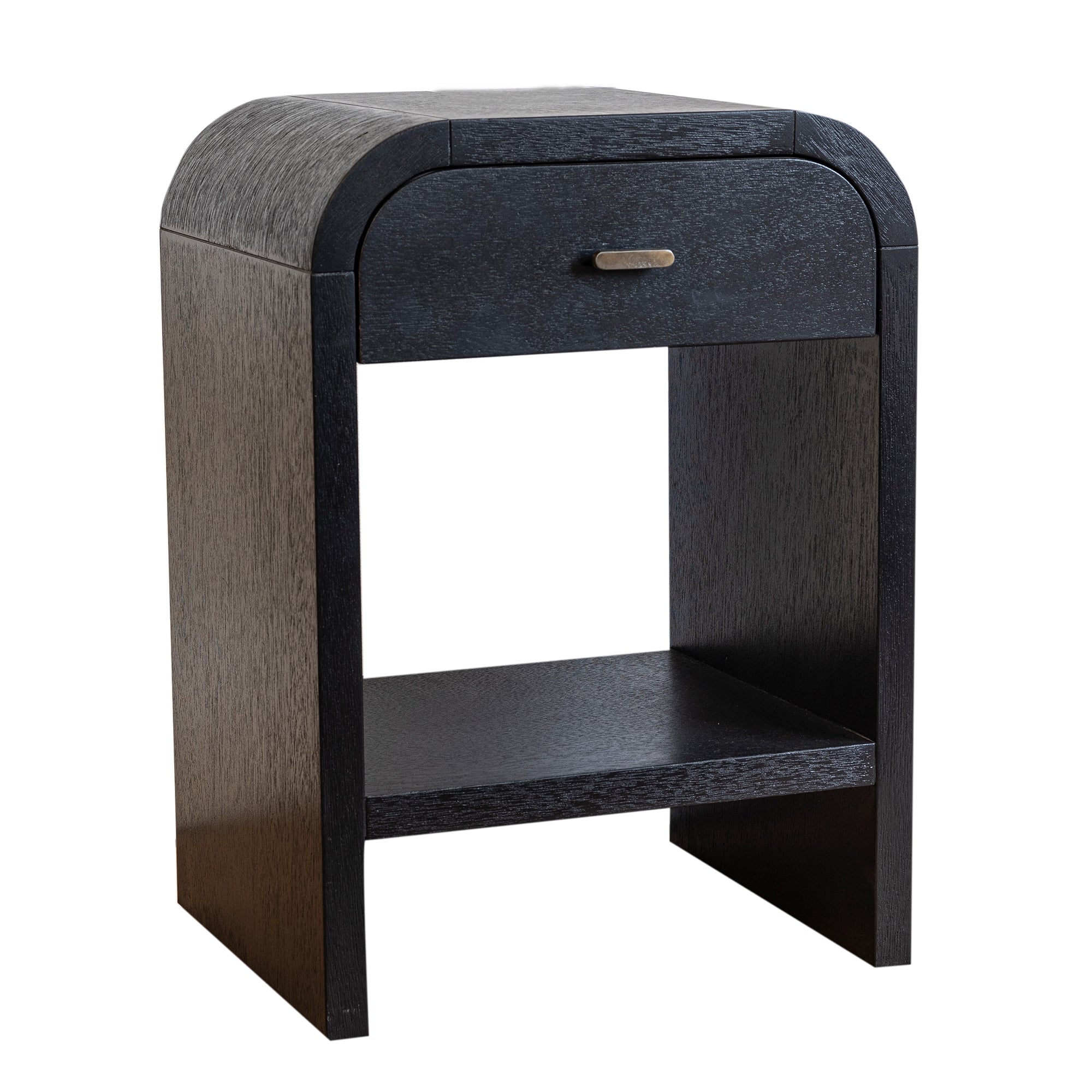 ★NORDICA★SG★210cm★R33★ Arlo Curved Wood Nightstand 1-Drawer Modern Bedside Table