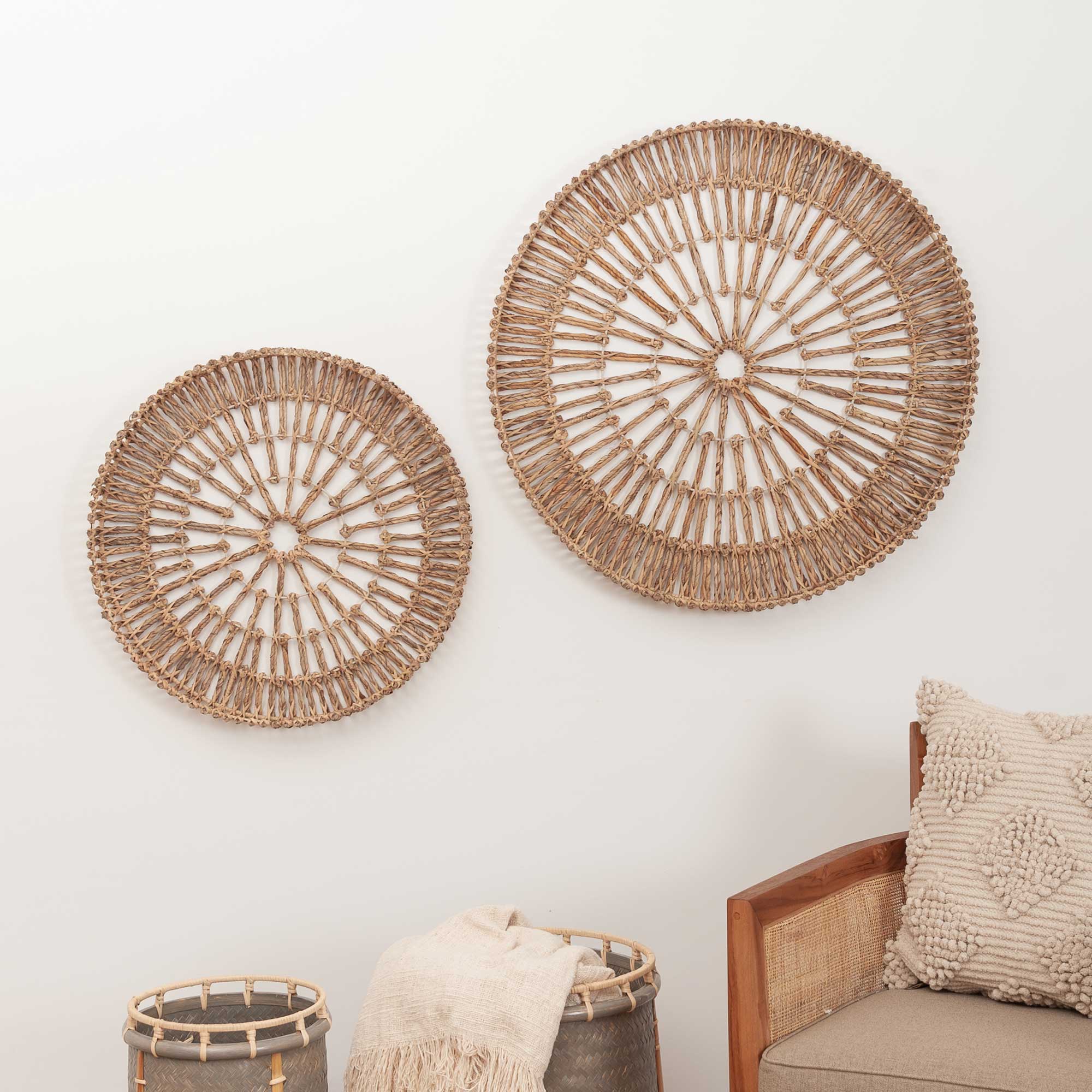 Ken Round Woven Abaca Wall Decor, Set of 2