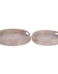 Indigo Road by Egypt Sherrod x East at Main Nami Whitewashed Rattan Round Trays (Set of 2)