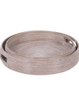 Indigo Road by Egypt Sherrod x East at Main Nami Whitewashed Rattan Round Trays (Set of 2)