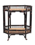 Amelia Rattan Bar Cart with Shelf Solid Wood bar cart