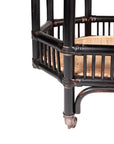 Amelia Rattan Bar Cart with Shelf Solid Wood bar cart