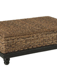 Large Delilah 48" Woven Abaca and Mahogany Storage Coffee Table Mahogany Wood coffee table