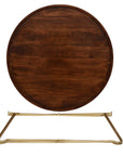 Aria Round Mango Wood 30" Tray Top Coffee Table with Gold Iron Legs
