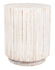White Monroe Round Teak Wood 16" End Table Teak Wood accent side table