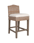 Duvall Handwoven Rattan and Teak Stool