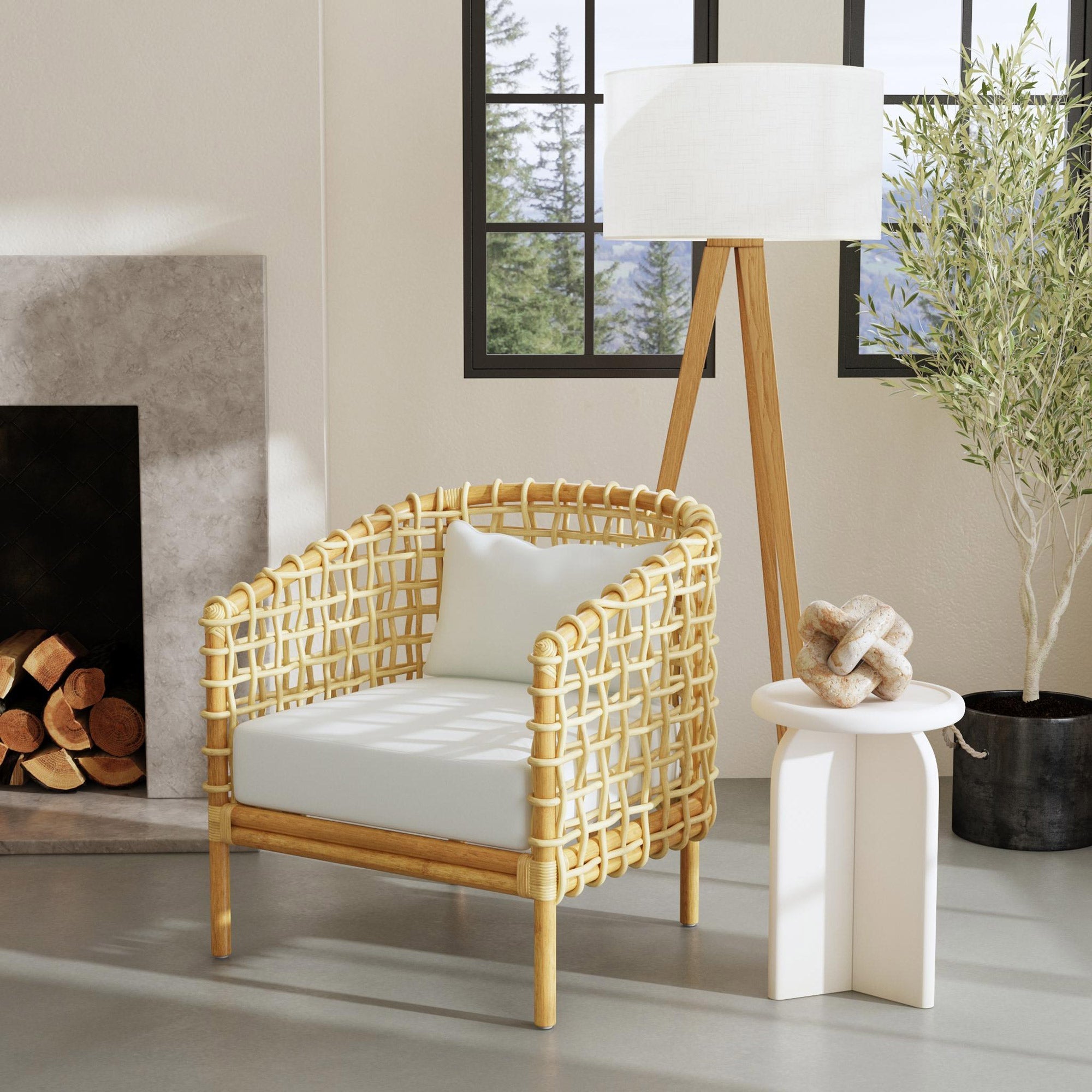 Indigo Road by Egypt Sherrod x East at Main Yulia Openweave Rattan Barrel Occasional Chair