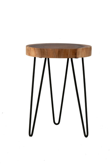 Brown Teak Accent Table