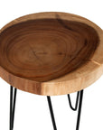 Kai Teak Wood Slab Accent Table with Metal Hairpin Legs Solid Wood accent table