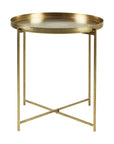 Eros 20" Antique Brass Tray Accent Table Solid Wood accent table