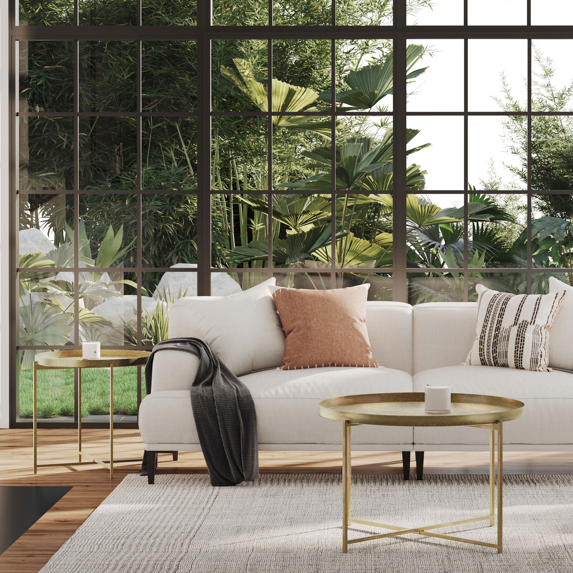 Eros Tray Top Metal Coffee Table – Round Moroccan-Inspired Antique