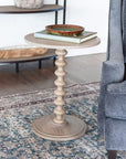 Turned Wood Pedestal Side Table