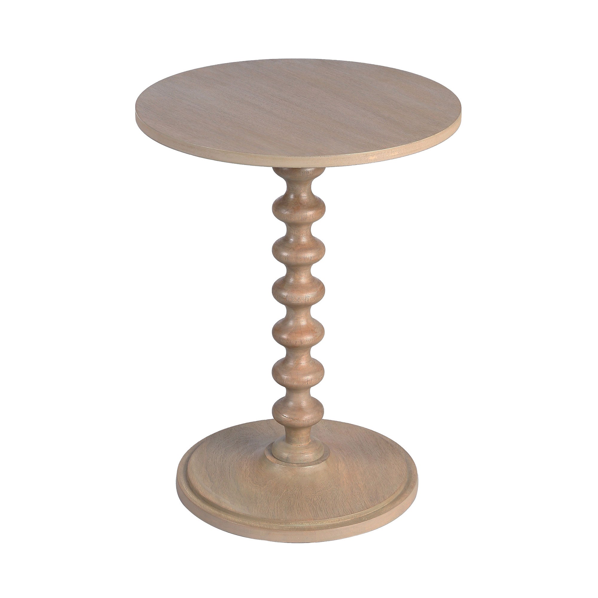 Turned Wood Pedestal Side Table