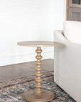 Turned Wood Pedestal Side Table