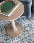 Turned Wood Pedestal Side Table