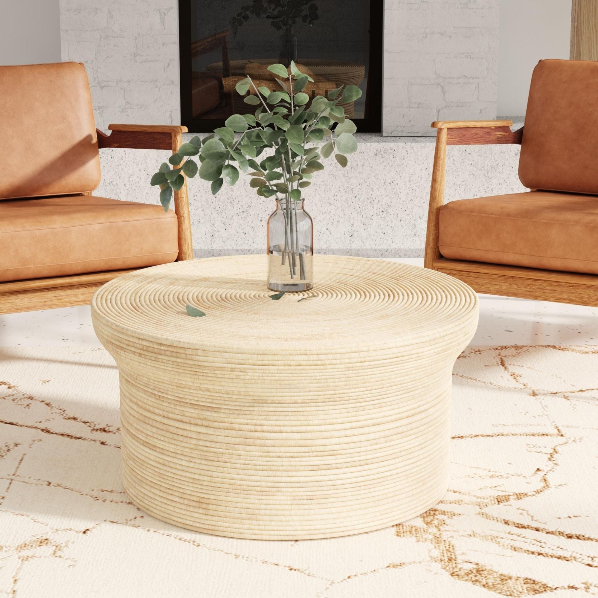 Indigo Road by Egypt Sherrod x East at Main Naya Round Raffia Coffee Table