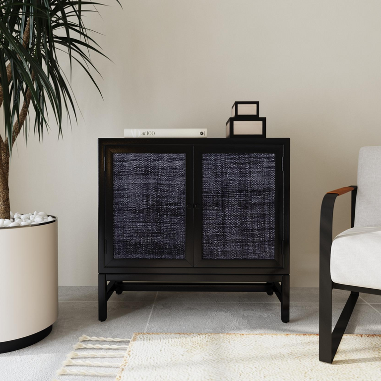 Raffia Paneled 2 Door Storage Cabinet – East at Main