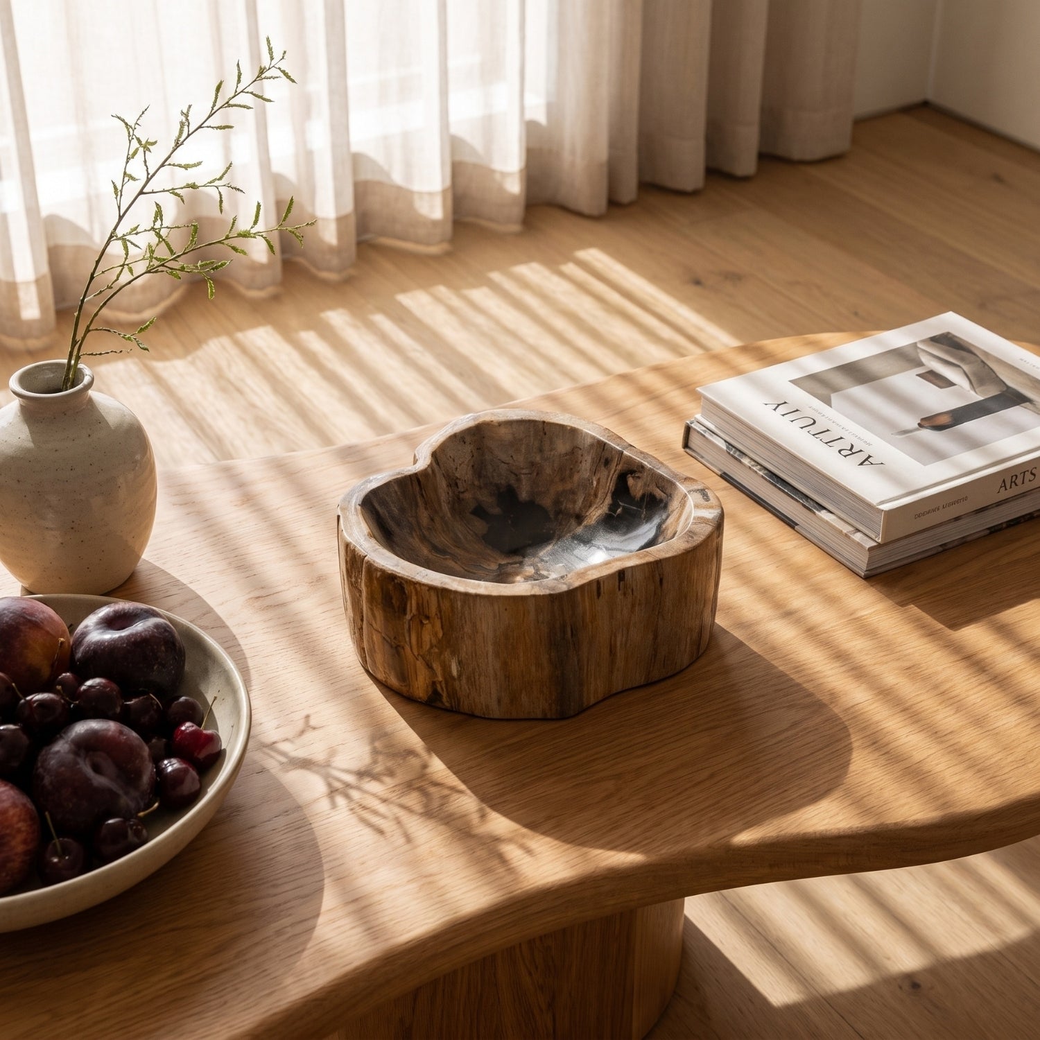 Kiena Carved Petrified Wood Organic Bowl
