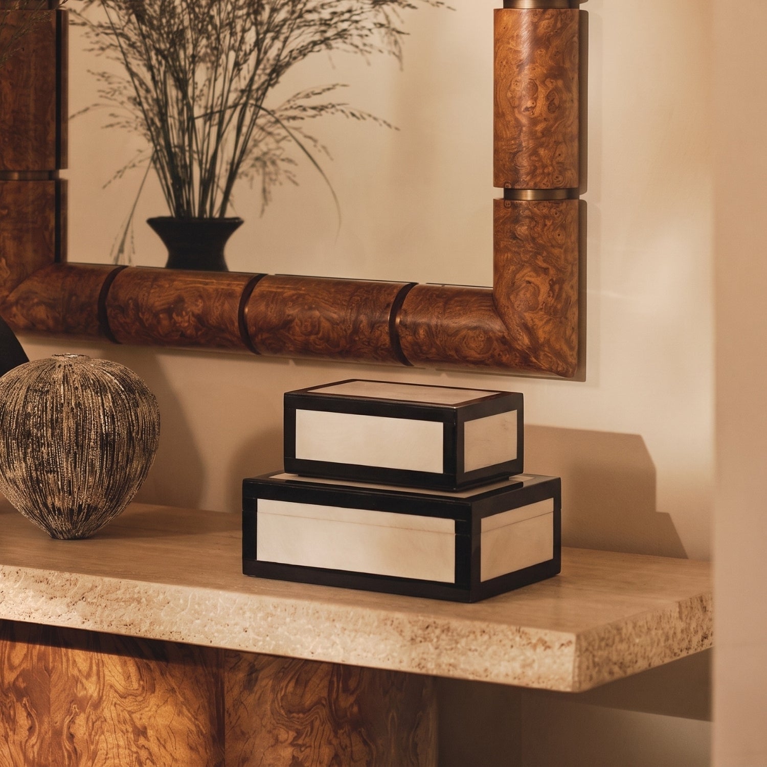 Alba Rectangular Resin Inlay Nesting Box, Set of 2
