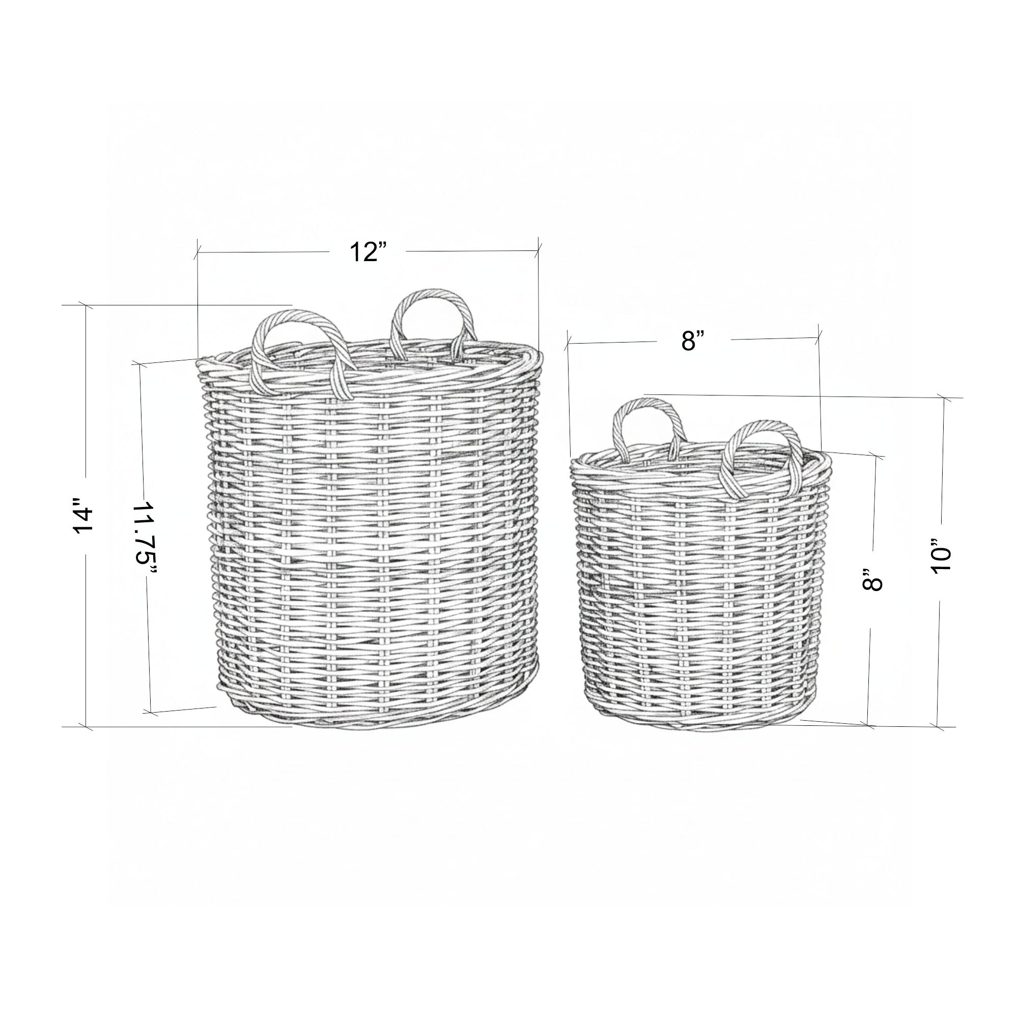 Moana Handwoven Rattan Storage Basket, Set of 2