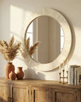 Aurora Round Bone Inlay Wall Mirror