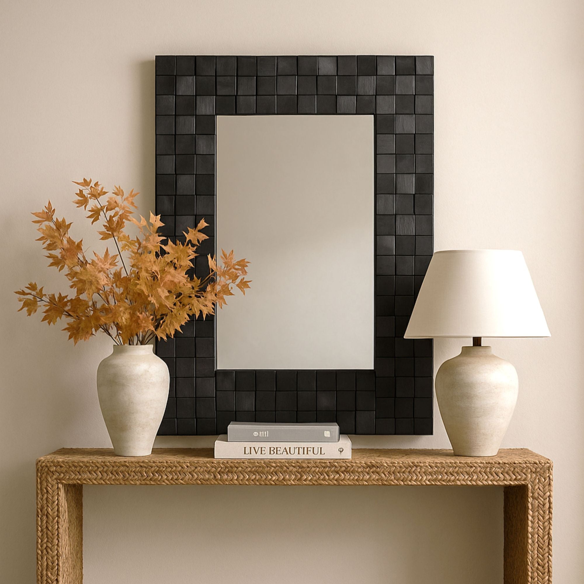 Block Recycled Wood Mirror