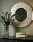 Jemma Round Capiz Shell 27" Mirror Solid Wood wall mirror